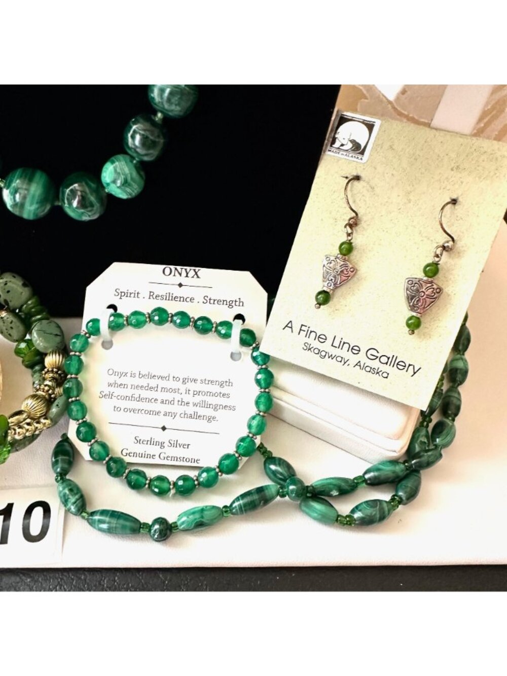 Jewelry Lot Vintage Modern Malachite Onxy Necklaces Bracelets Earrings Sterling - Picture 3 of 10